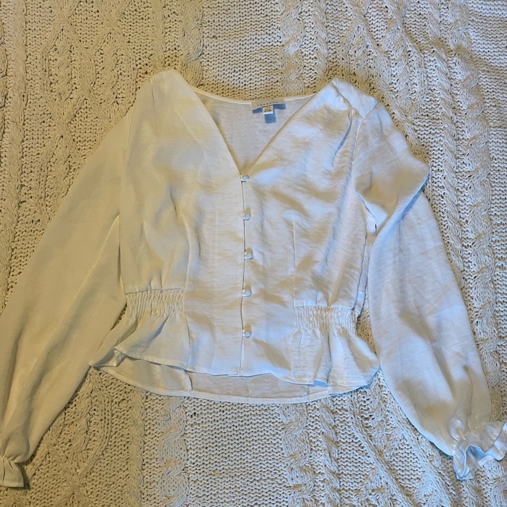 White Button Front Blouse
